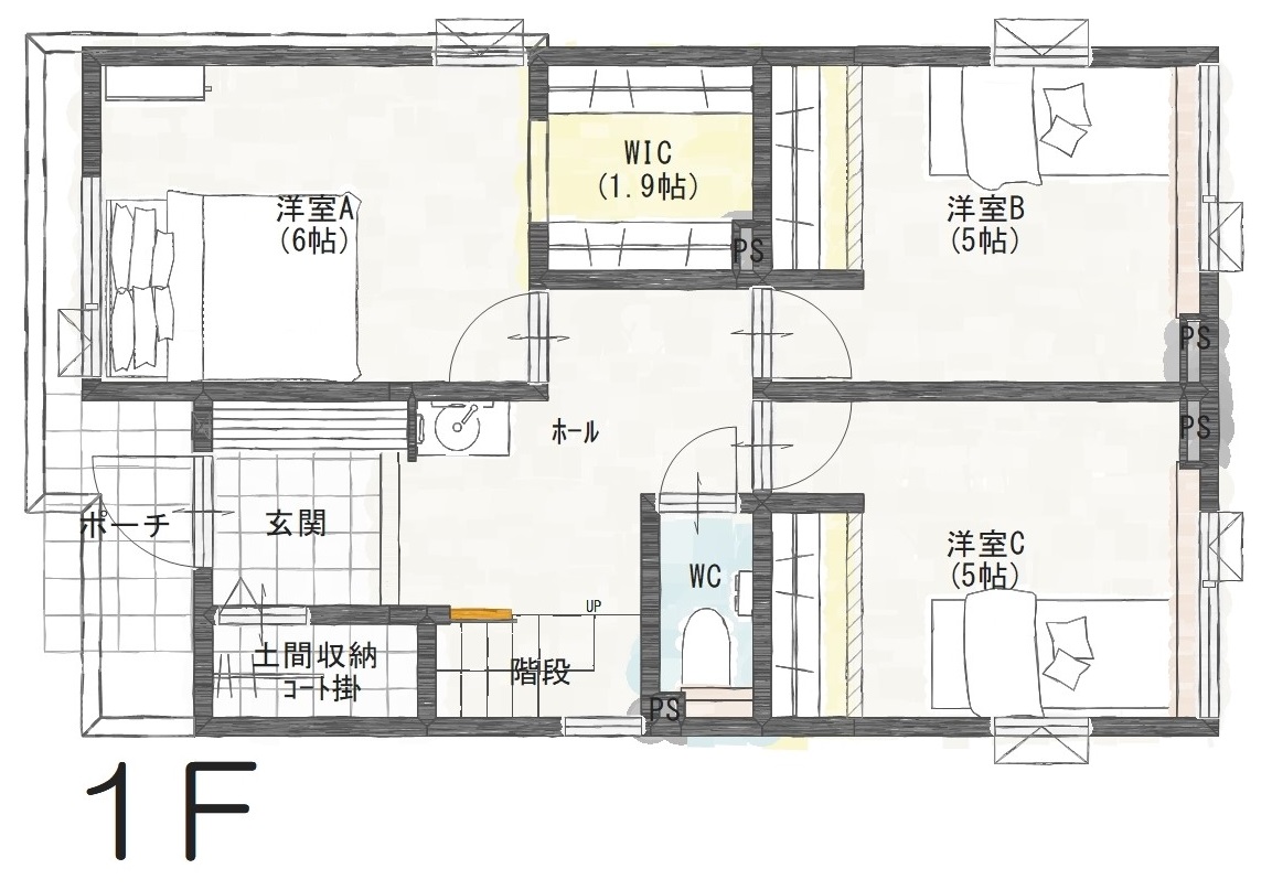 駒ヶ根市Ｄ　建売住宅　2,789万円 見取り図：１階