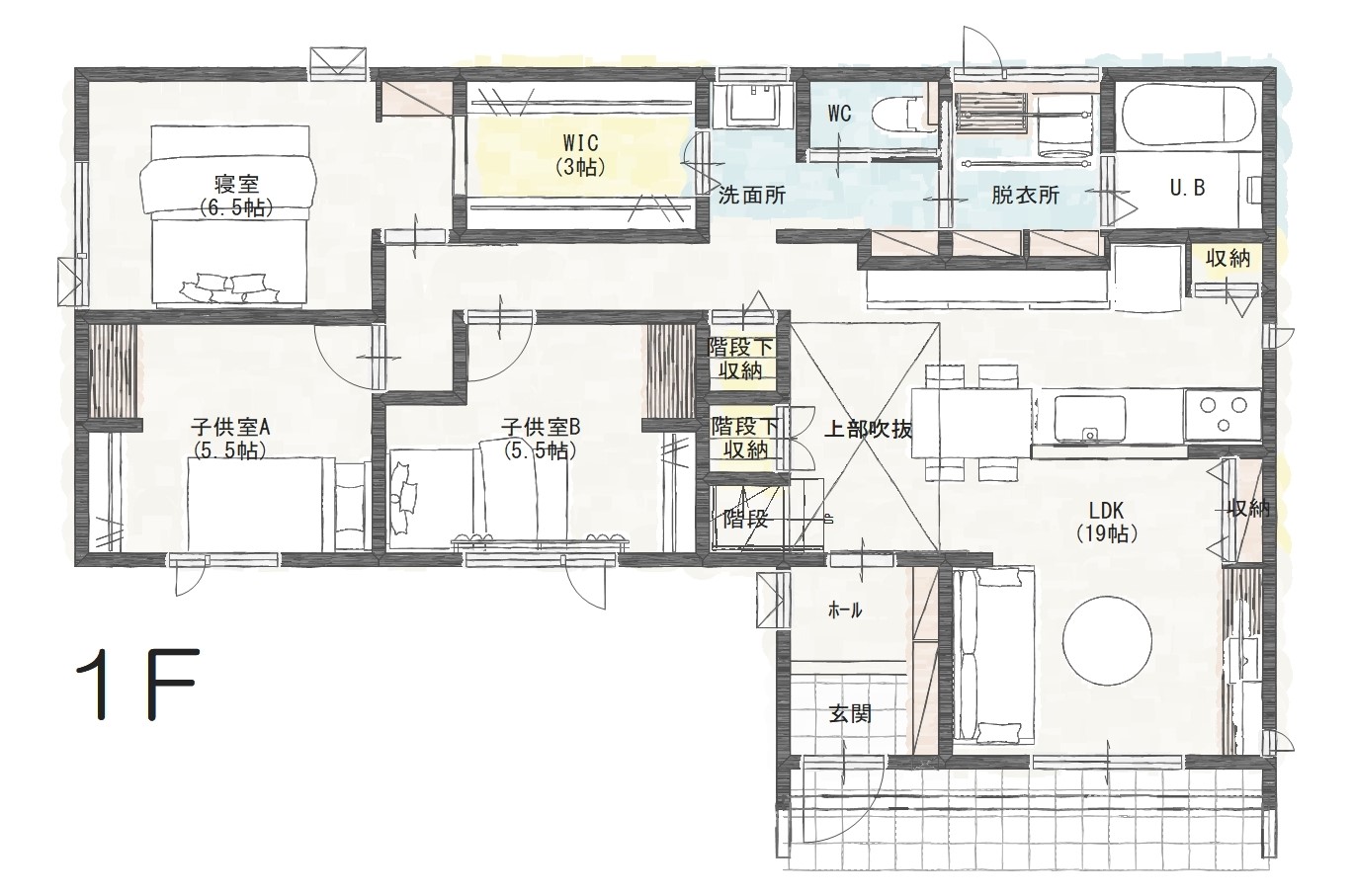 丸亀市飯山町Ａ　新築戸建住宅　3,142万円 見取り図：１階