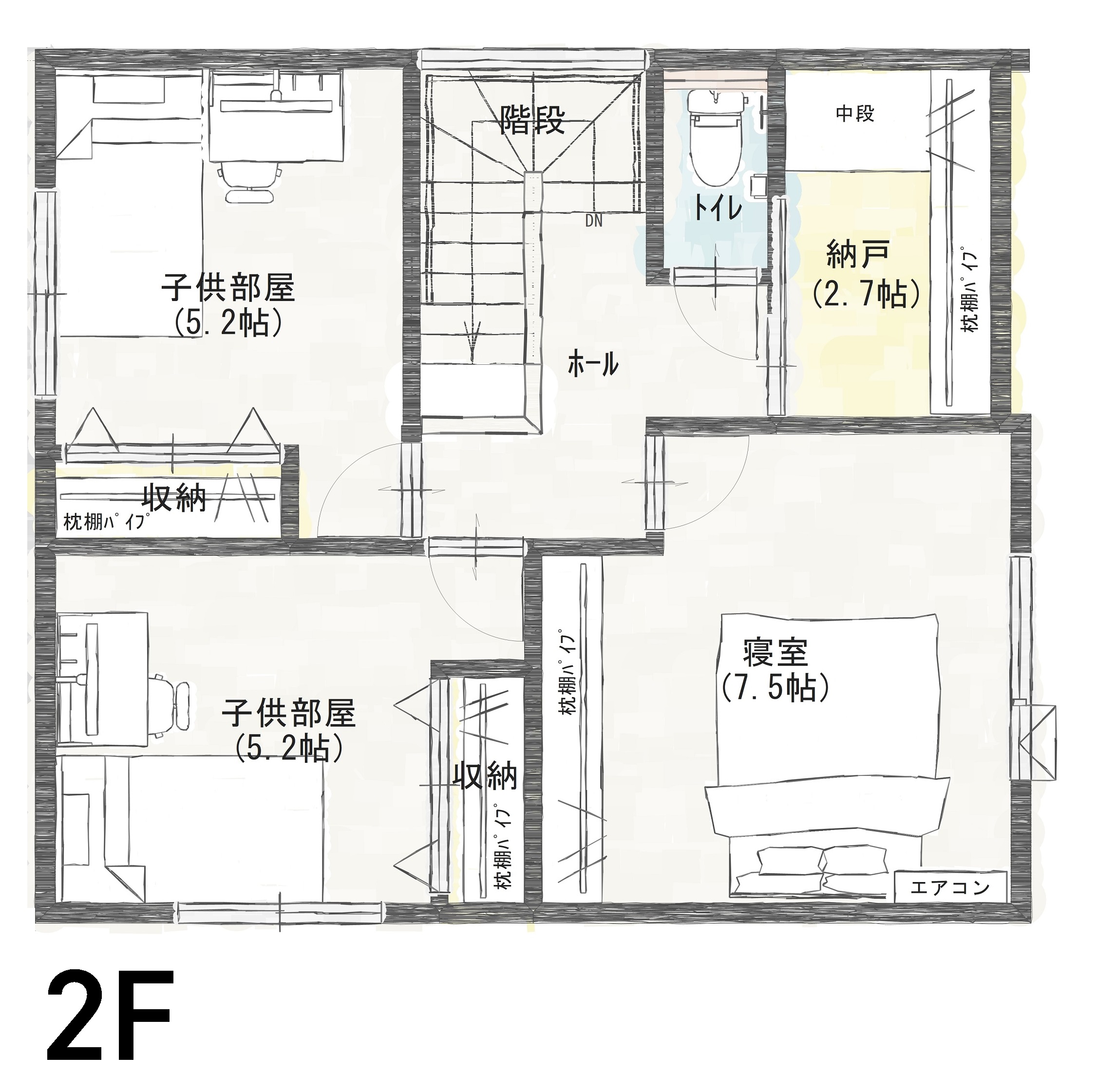 坂井市春江町沖布目Ａ　建売住宅　3,190万円 見取り図：２階