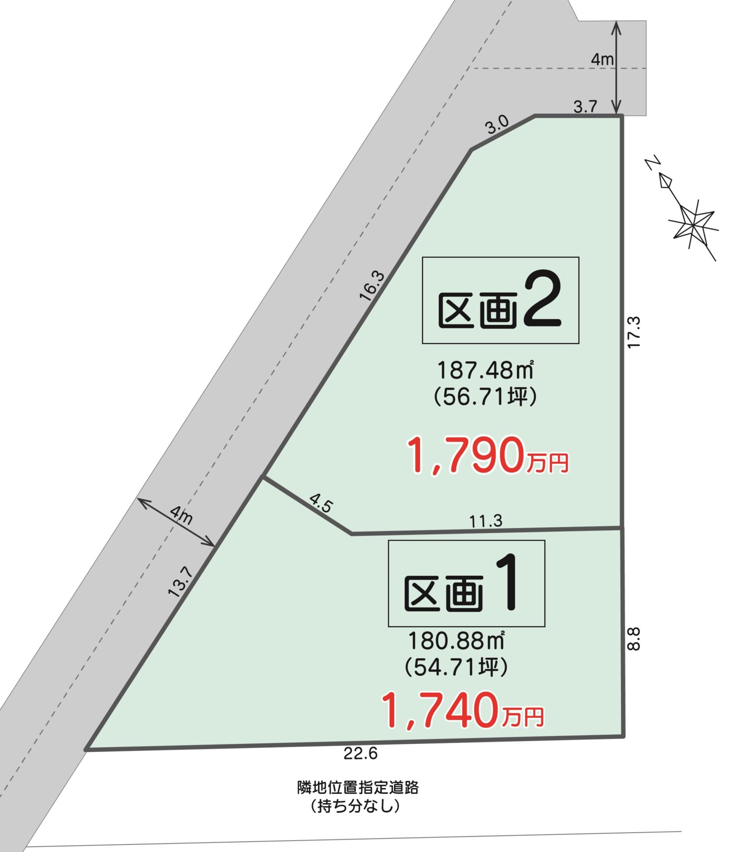 熊谷市新堀（区画 １）  土地　1,740万円 写真2