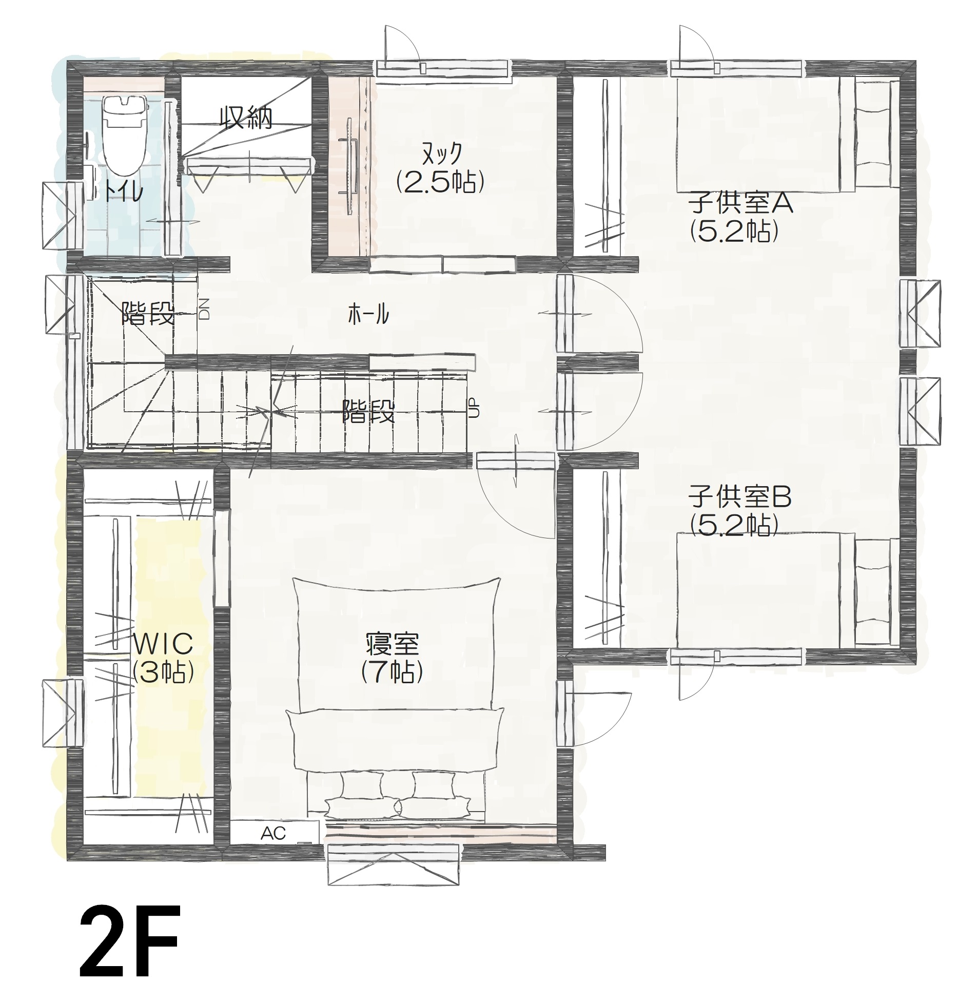 伊予郡松前町筒井Ｂ　建売住宅　3,780万円 見取り図：２階