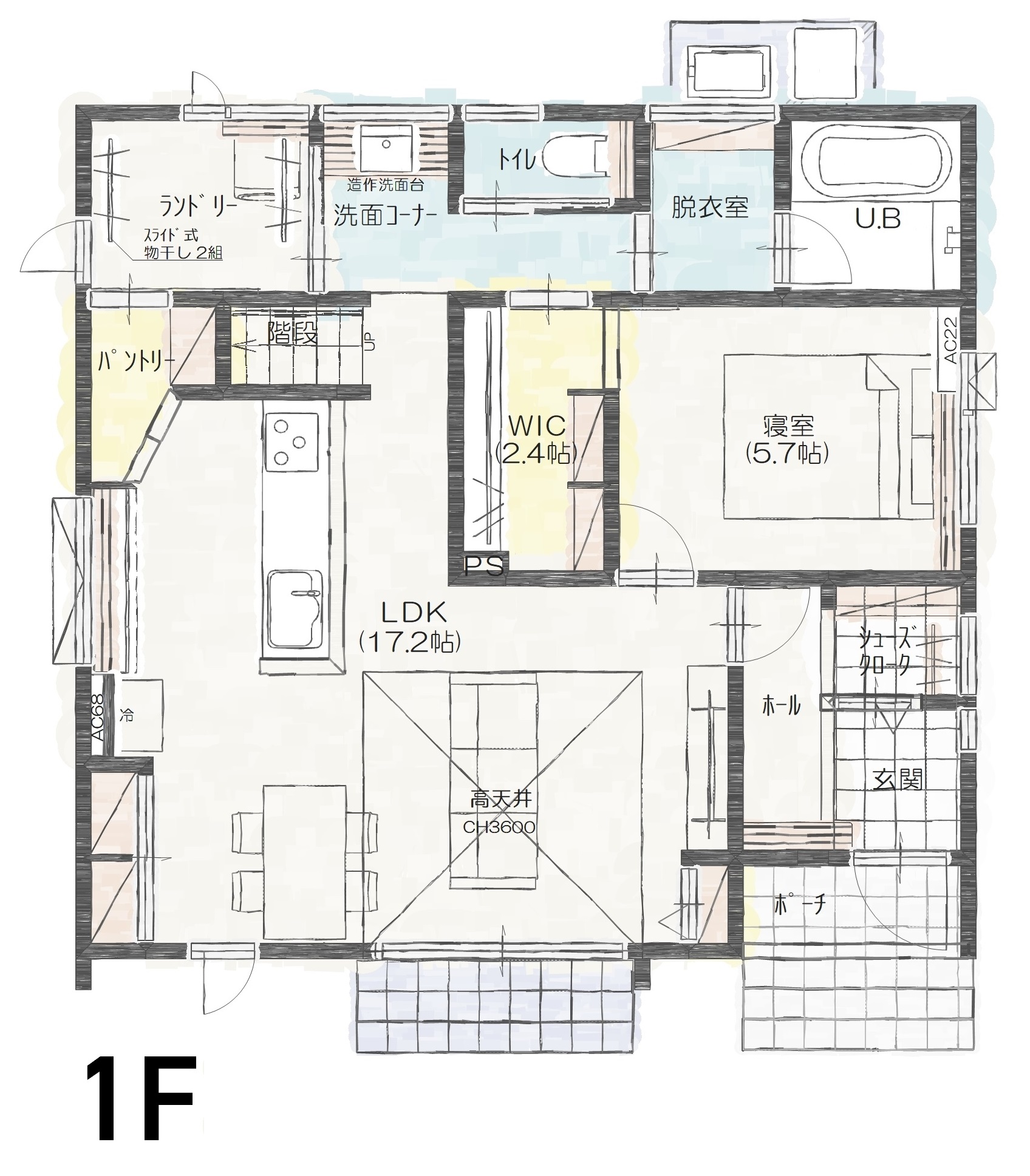 上越市本城町Ｂ　建売住宅　3,495万円 見取り図：１階