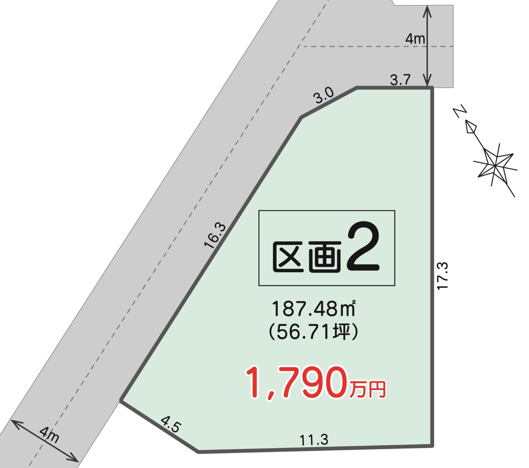 熊谷市新堀（区画 ２）  土地　1,790万円 写真1