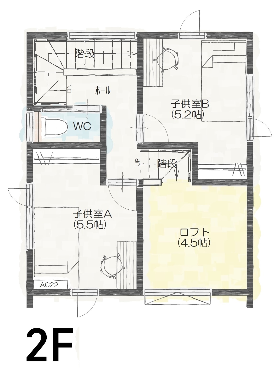 上越市本城町Ｂ　建売住宅　3,495万円 見取り図：２階