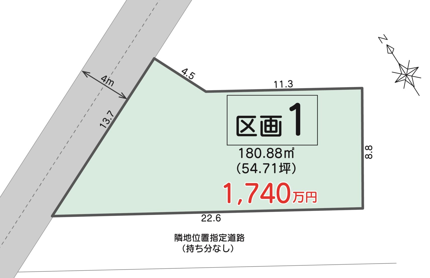 熊谷市新堀（区画 １）  土地　1,740万円 写真1