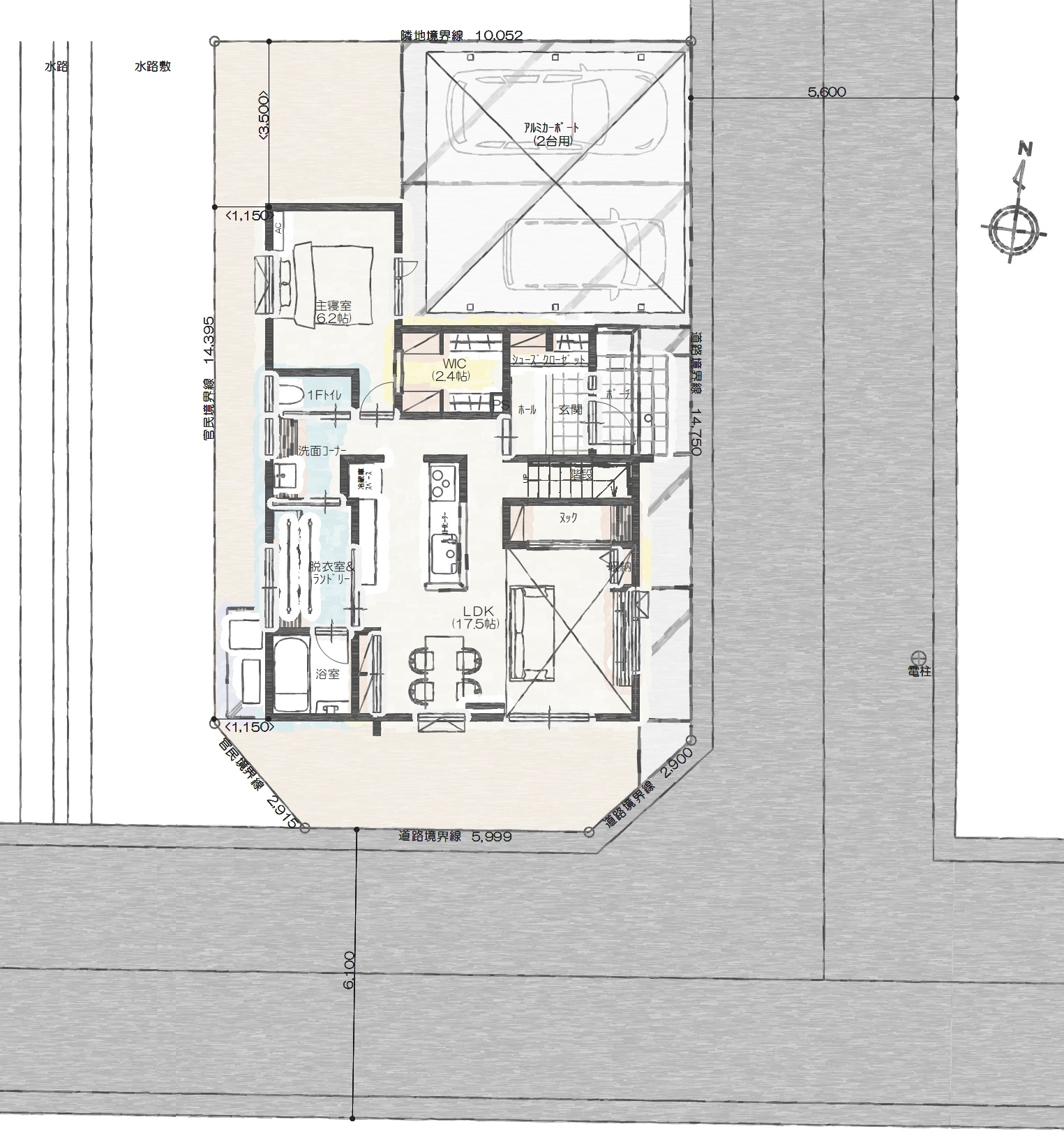 柏崎市松美Ｂ　建売住宅　3,256万円 見取り図：建物配置図