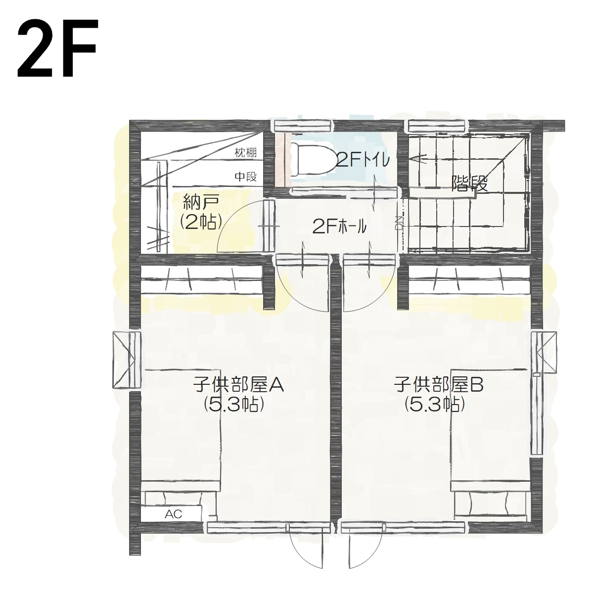 柏崎市松美Ｂ　建売住宅　3,256万円 見取り図：２階