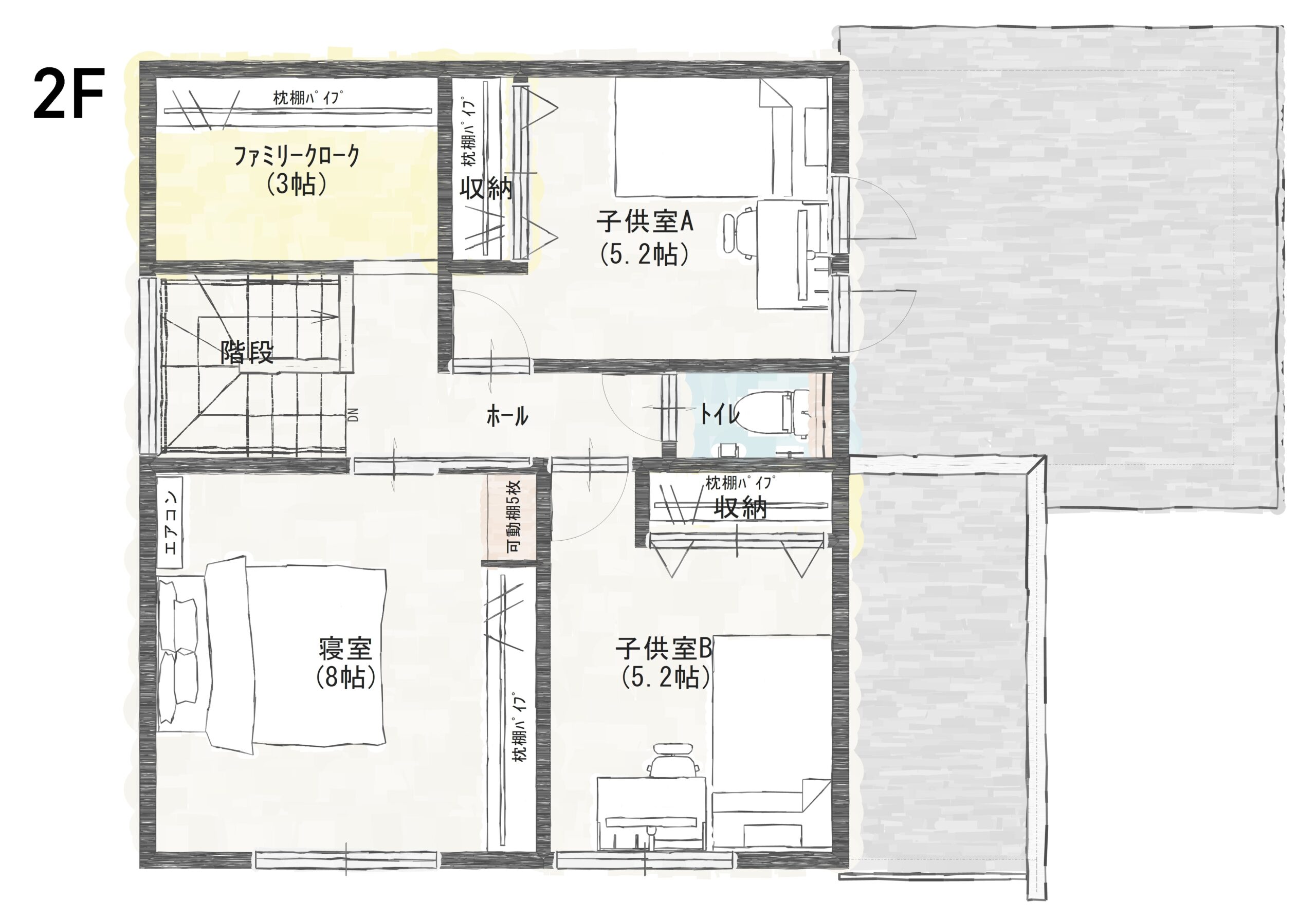 坂井市春江町江留中Ａ　建売住宅　3,350万円 見取り図：２階