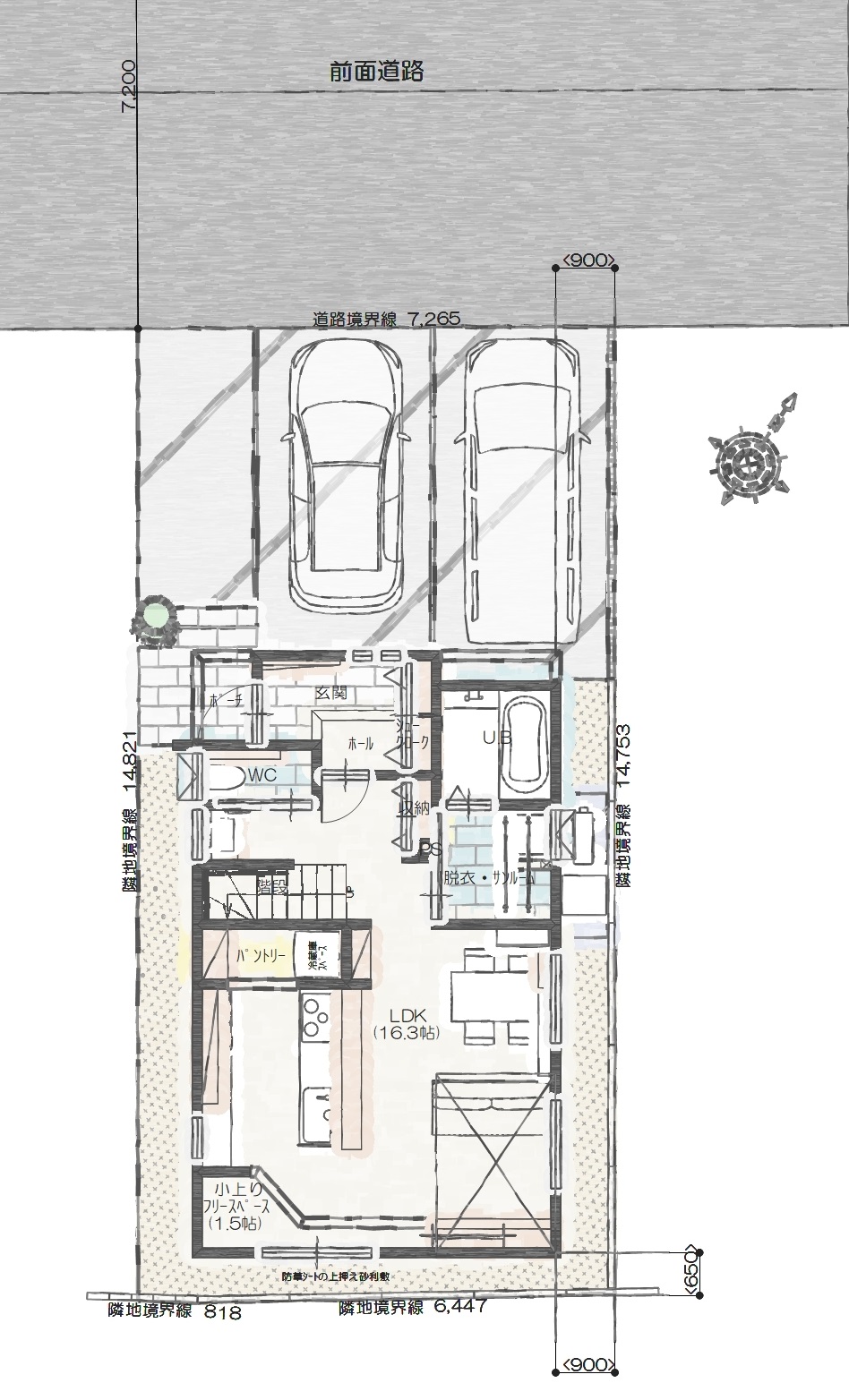 東区石山Ｄ　建売住宅　3,465万円 見取り図：建物配置図