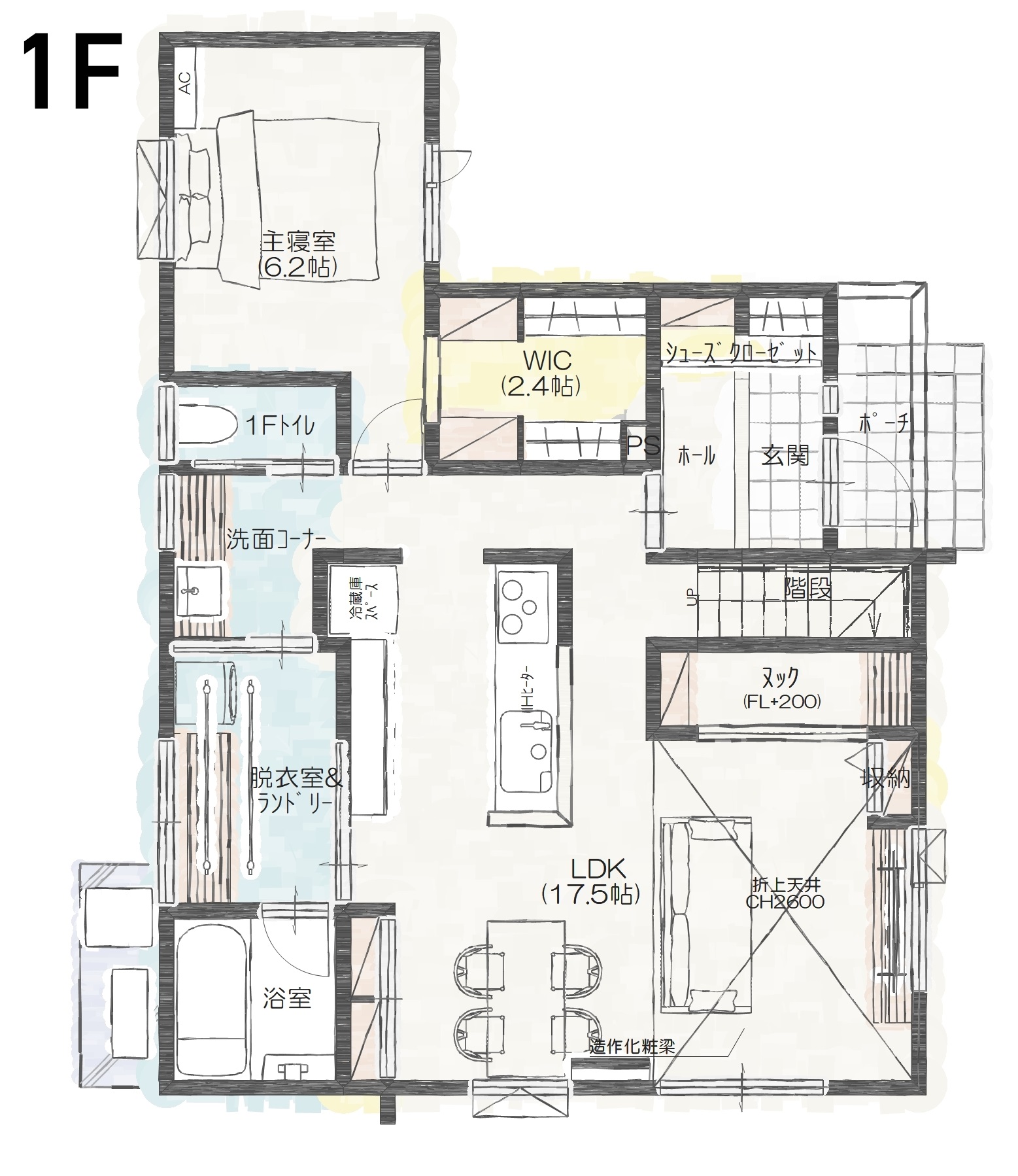 柏崎市松美Ｂ　建売住宅　3,256万円 見取り図：１階