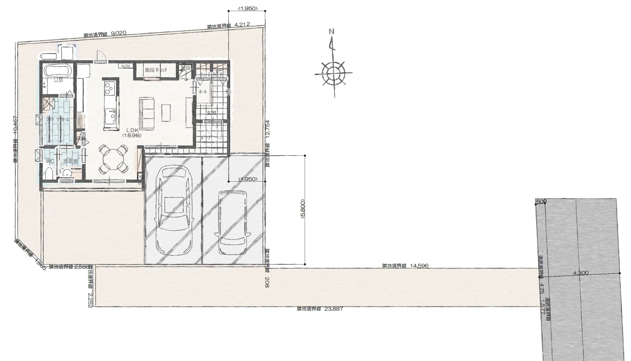 松本市岡田Ａ　建売住宅　3,782万円 見取り図：建物配置図