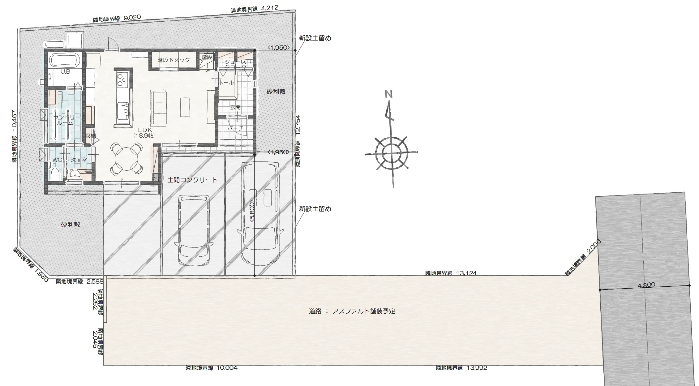 松本市岡田Ａ　建売住宅　3,782万円 見取り図：建物配置図