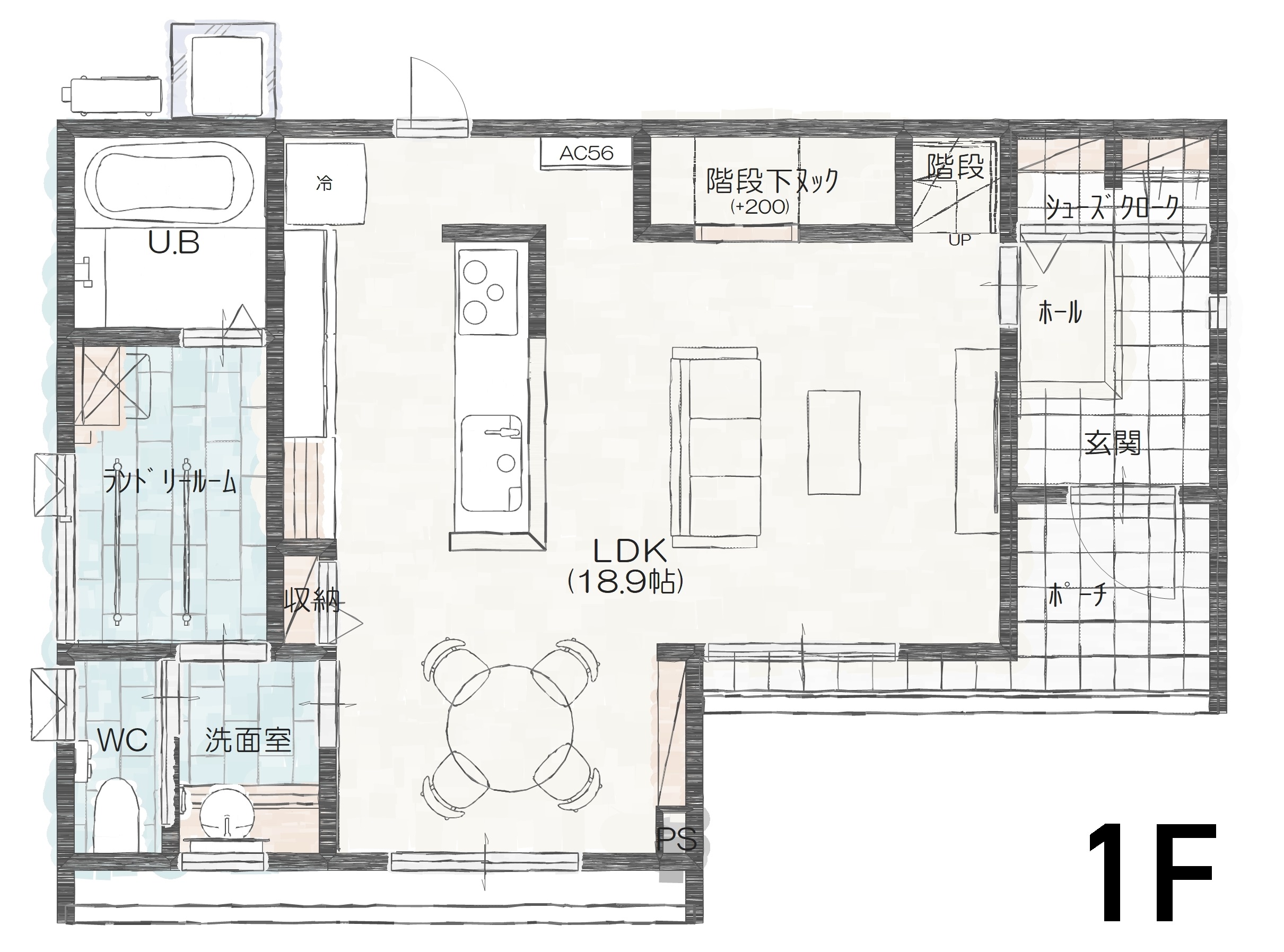 松本市岡田Ａ　建売住宅　3,782万円 見取り図：１階