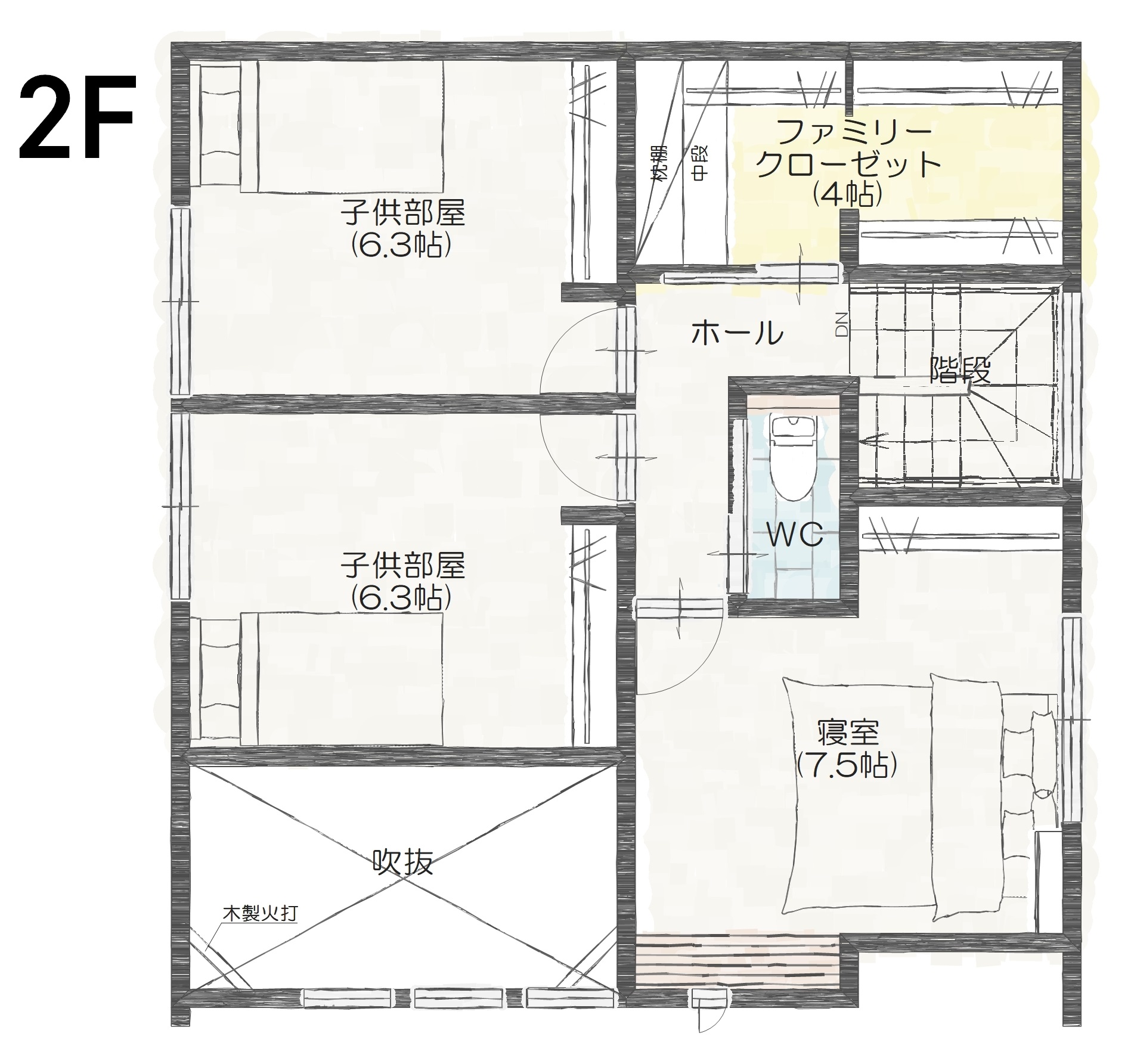 長野市富竹Ａ　建売住宅　4,050万円 見取り図：２階