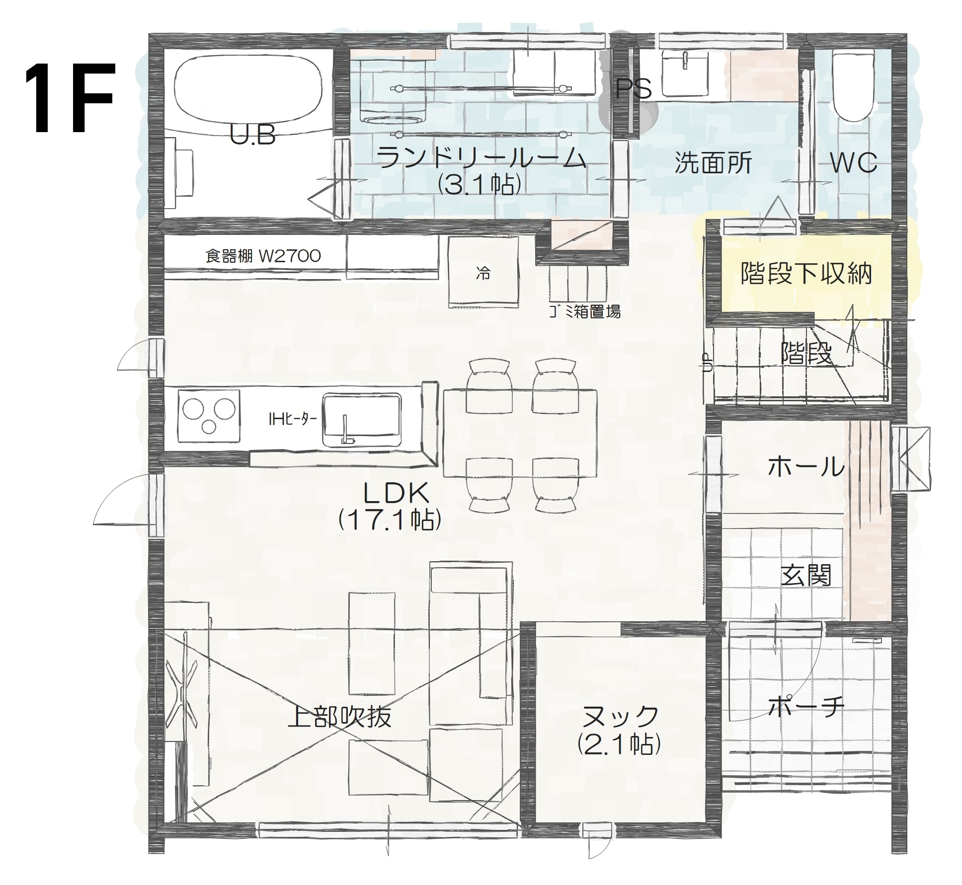 長野市富竹Ａ　建売住宅　4,050万円 見取り図：１階