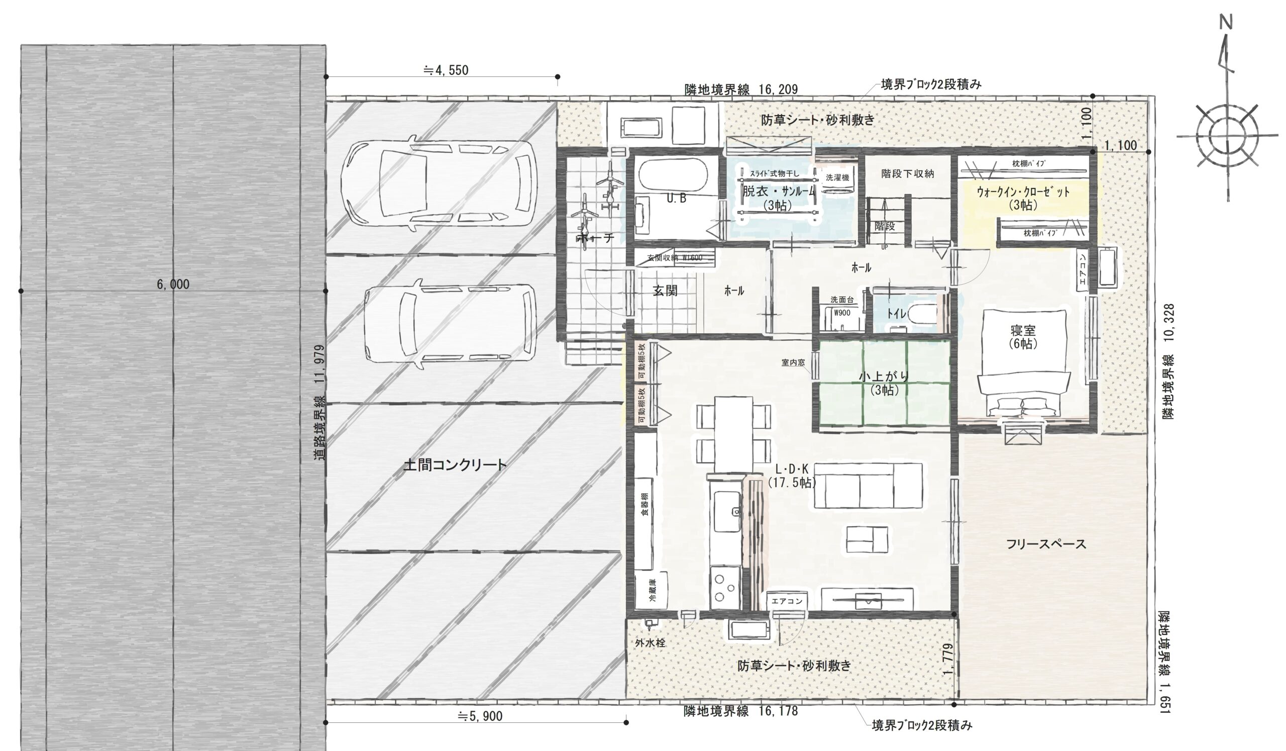 鯖江市糺町Ａ　建売住宅　3,168万円 見取り図：建物配置図