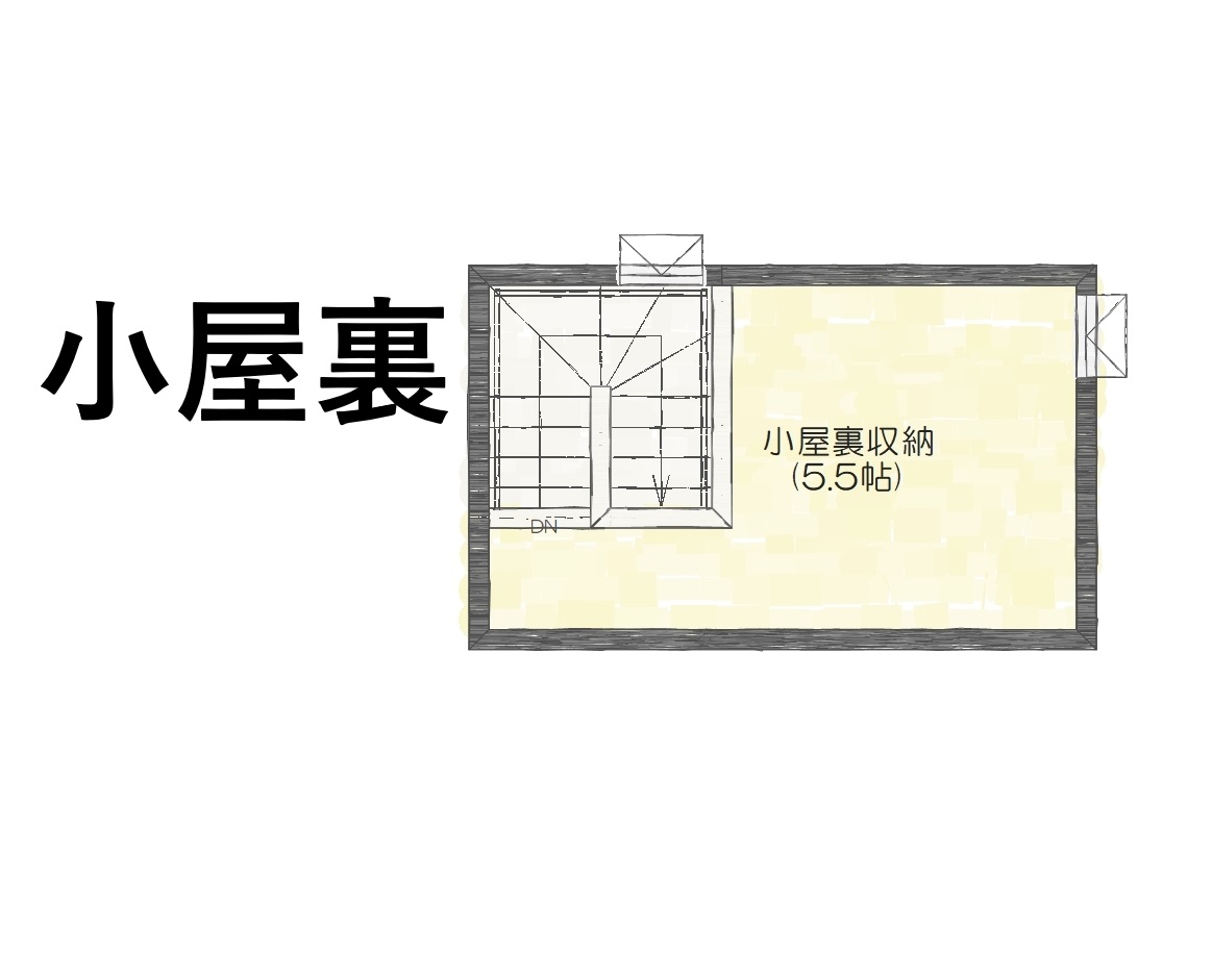 昭和町紙漉阿原Ｂ　建売住宅　3,500万円 見取り図：小屋裏収納