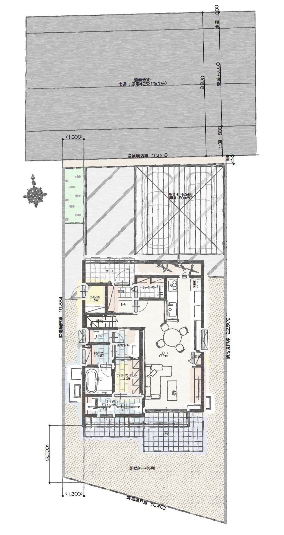 長岡市三和町Ａ　建売住宅　3,698万円 見取り図：建物配置図