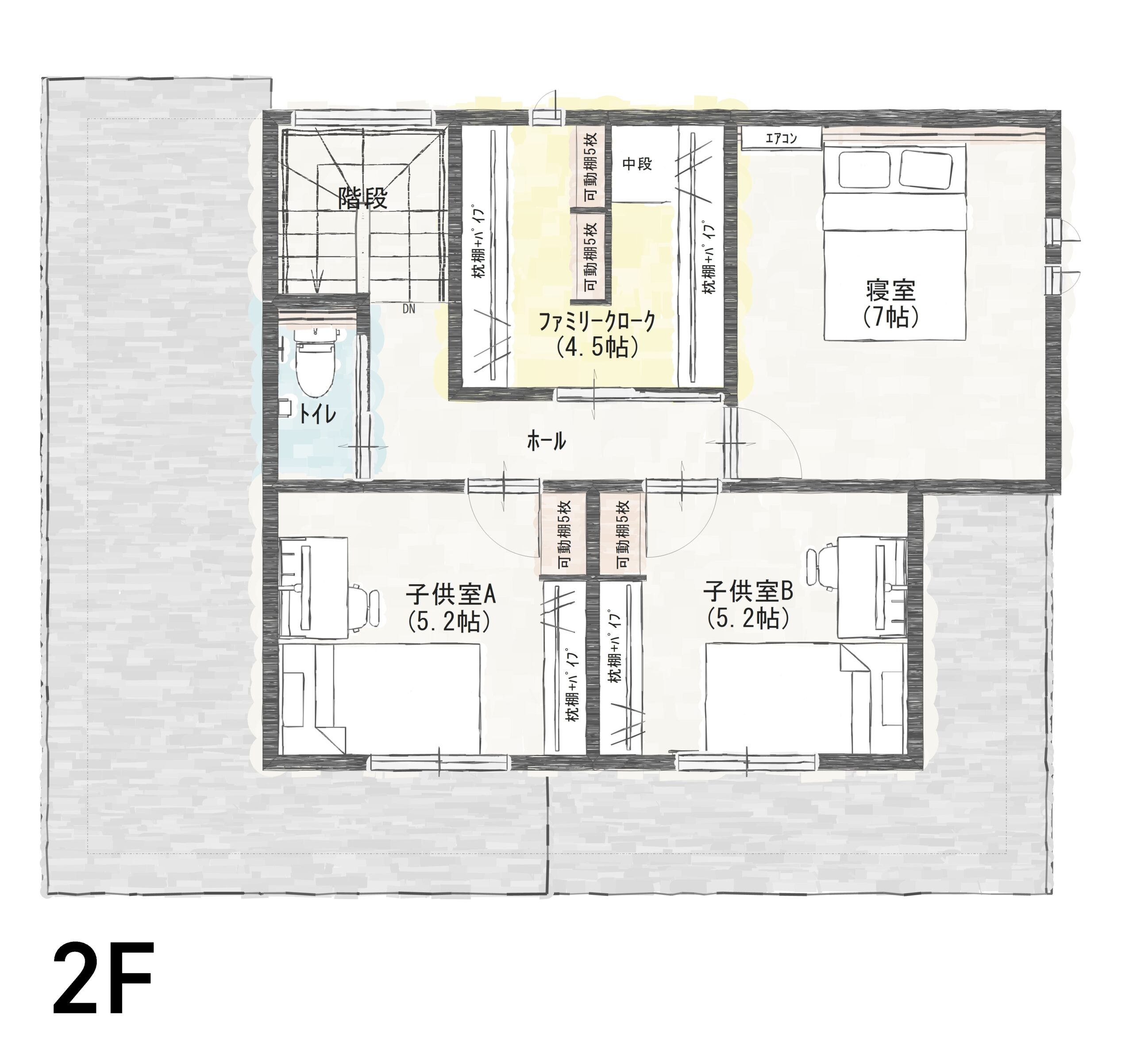 坂井市春江町江留中Ｂ　建売住宅　3,350万円 見取り図：２階