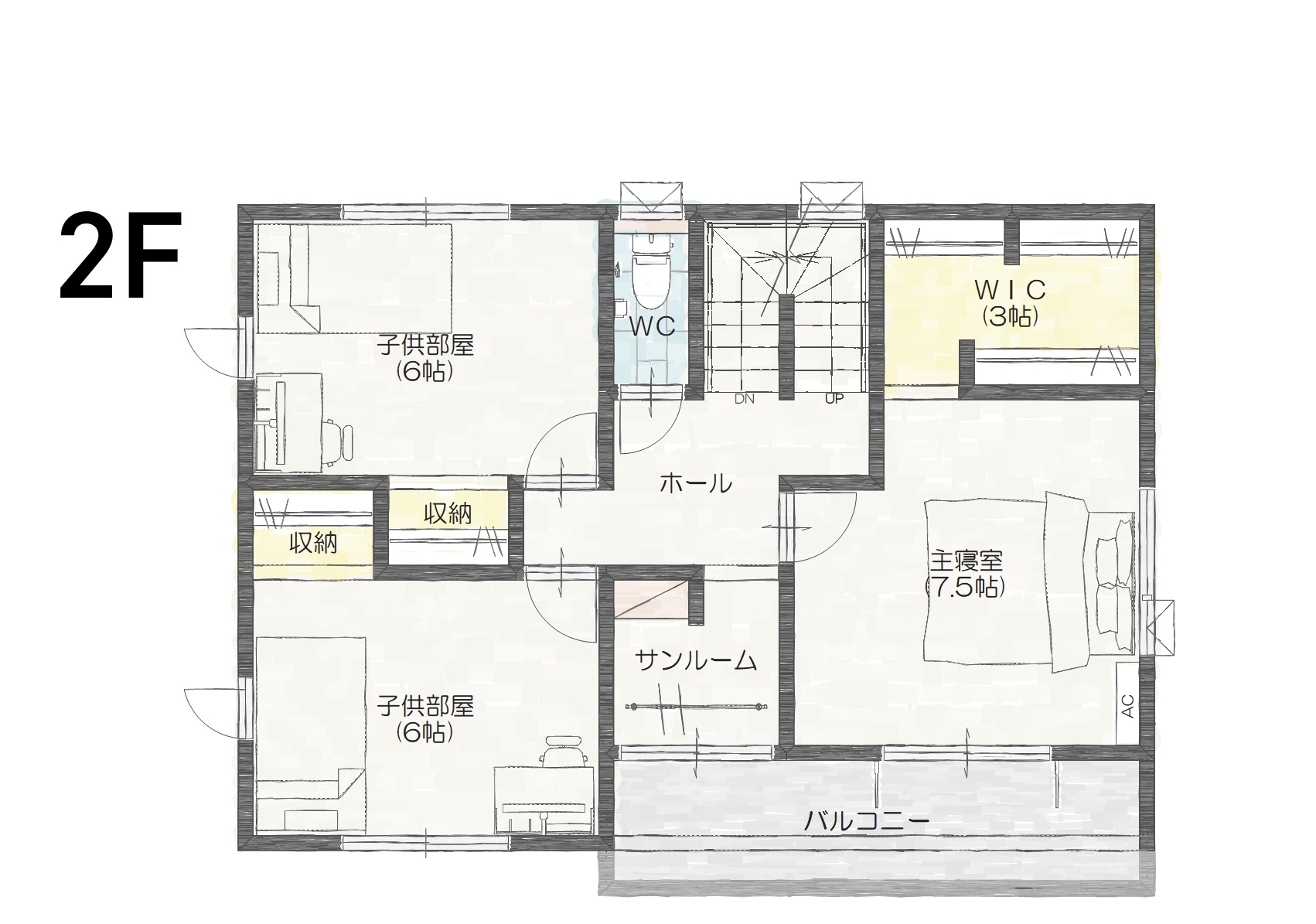 昭和町紙漉阿原Ｂ　建売住宅　3,500万円 見取り図：２階