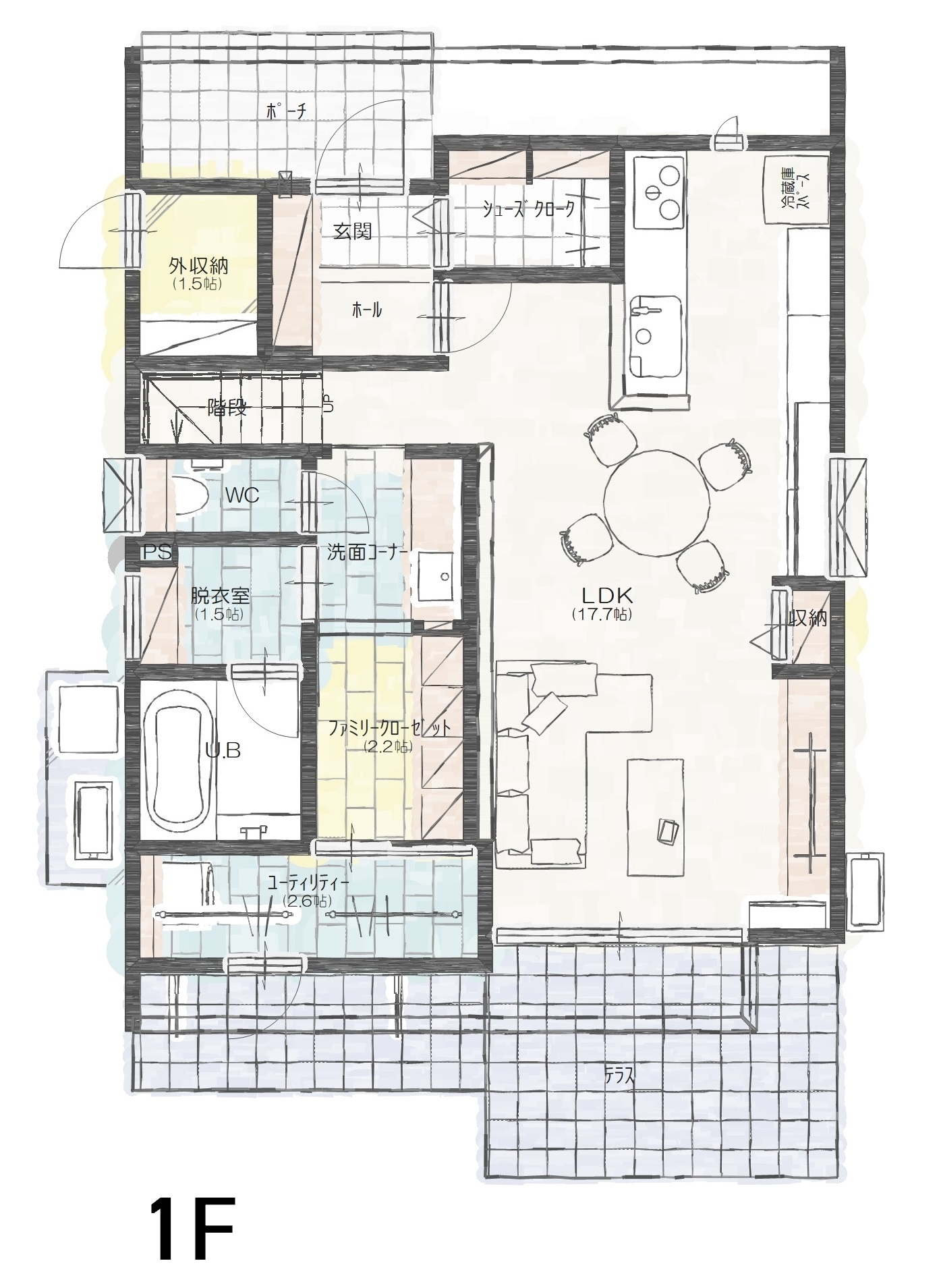 長岡市三和町Ａ　建売住宅　3,698万円 見取り図：１階