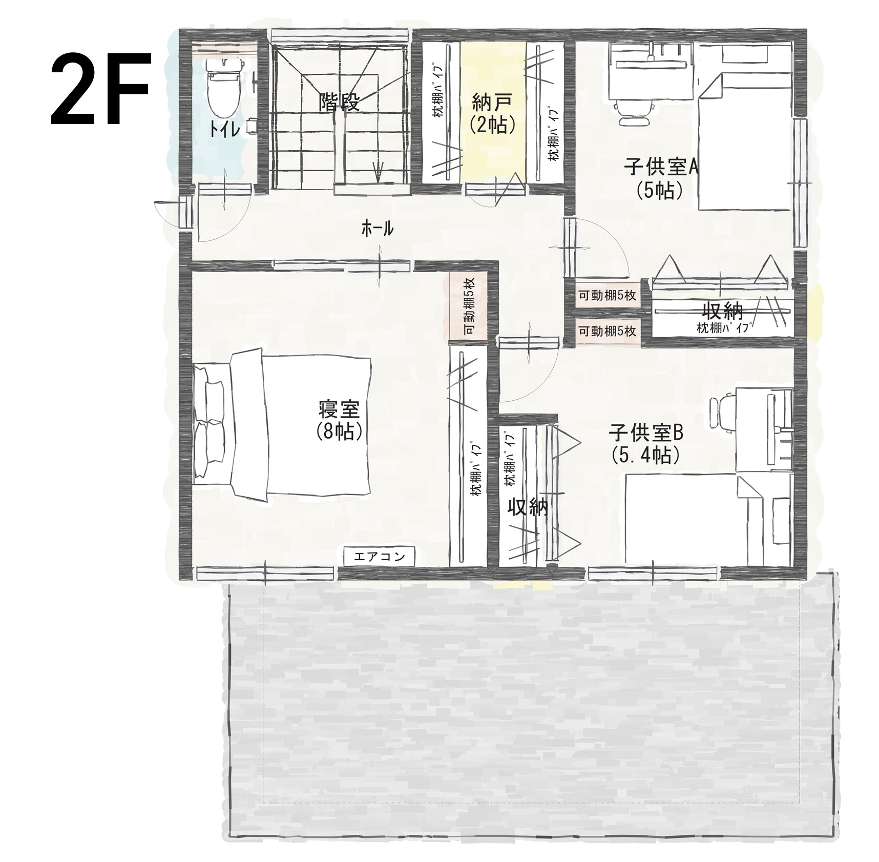 鯖江市糺町Ｂ　建売住宅　3,168万円 見取り図：２階