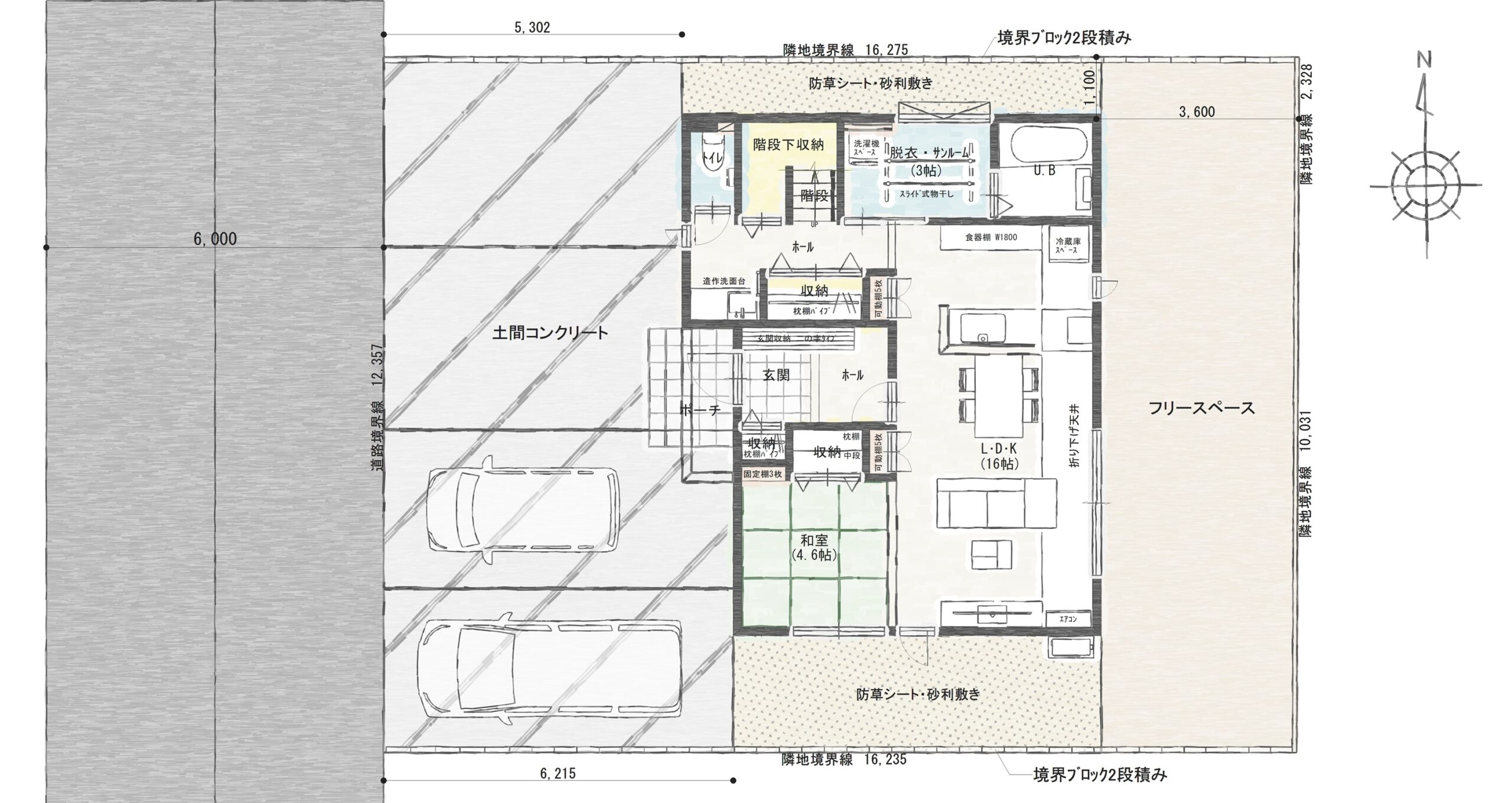 鯖江市糺町Ｂ　建売住宅　3,168万円 見取り図：建物配置図