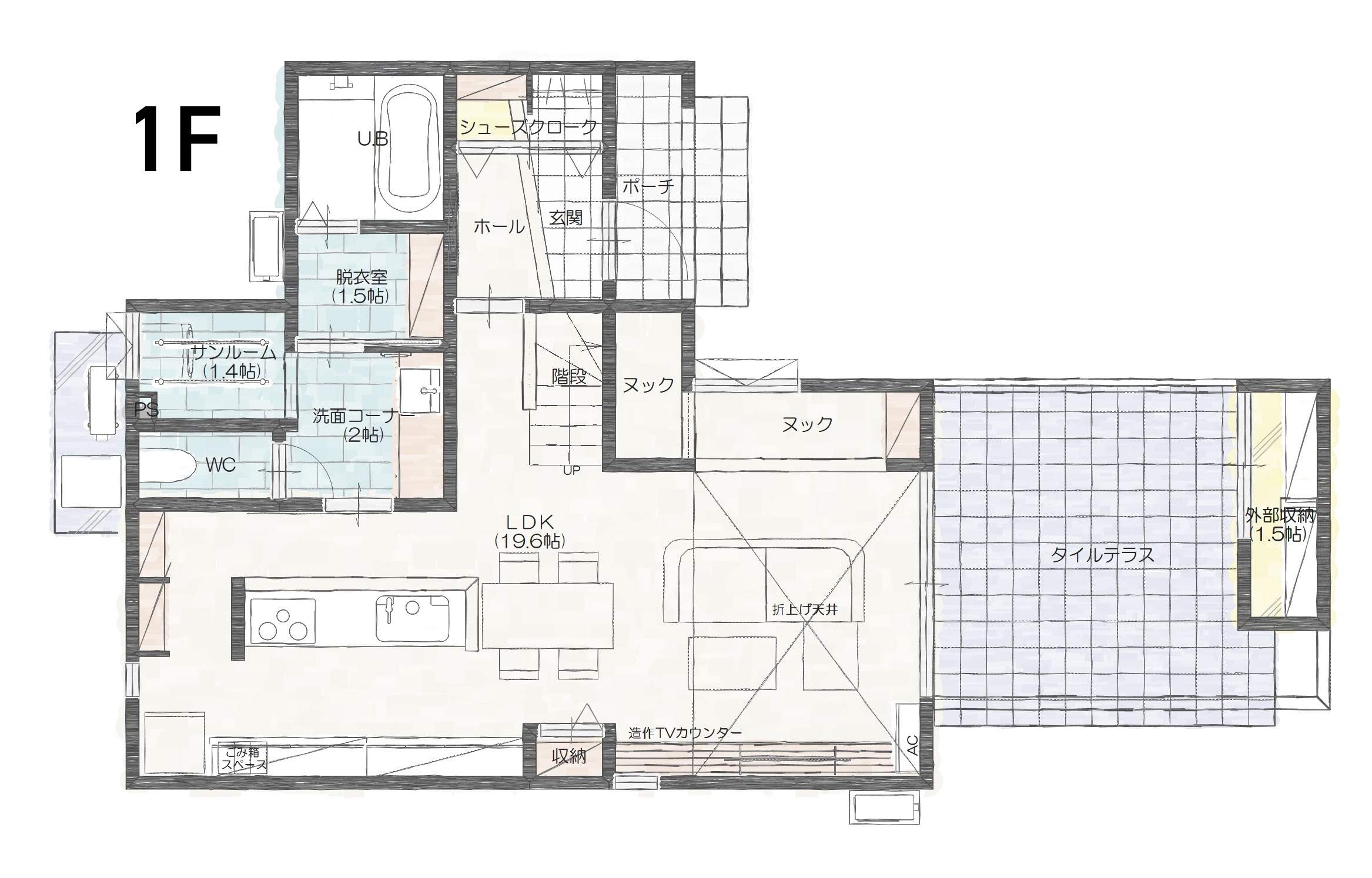 長岡市希望が丘Ａ　建売住宅　3,640万円 見取り図：１階