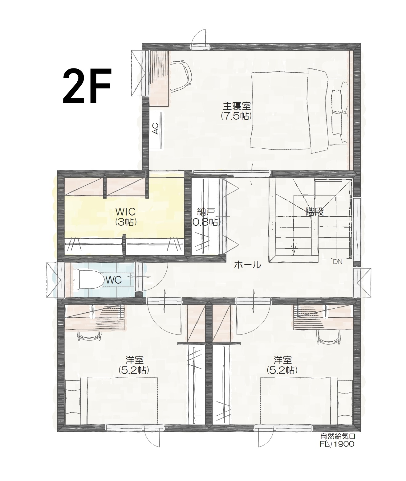 長岡市希望が丘Ａ　建売住宅　3,640万円 見取り図：２階