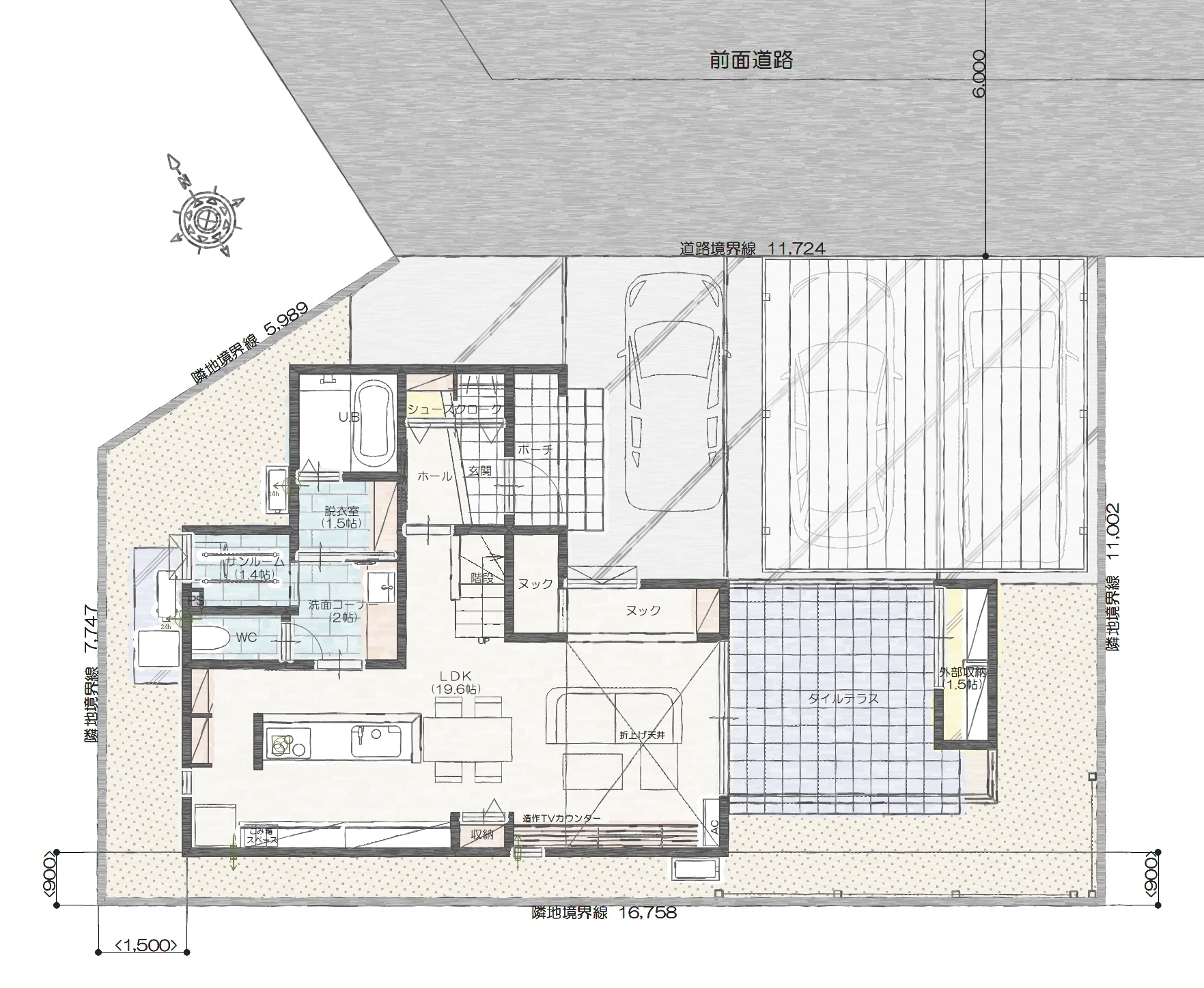 長岡市希望が丘Ａ　建売住宅　3,640万円 見取り図：建物配置図