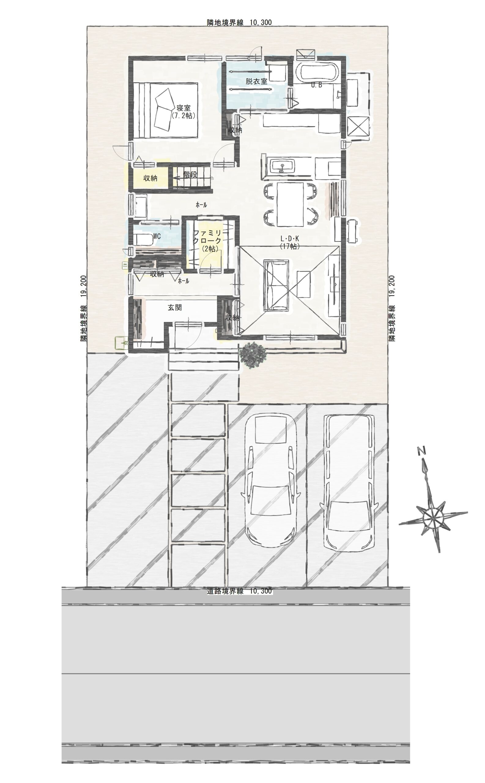 燕市吉田西太田Ａ　建売住宅　3,175万円 見取り図：建物配置図