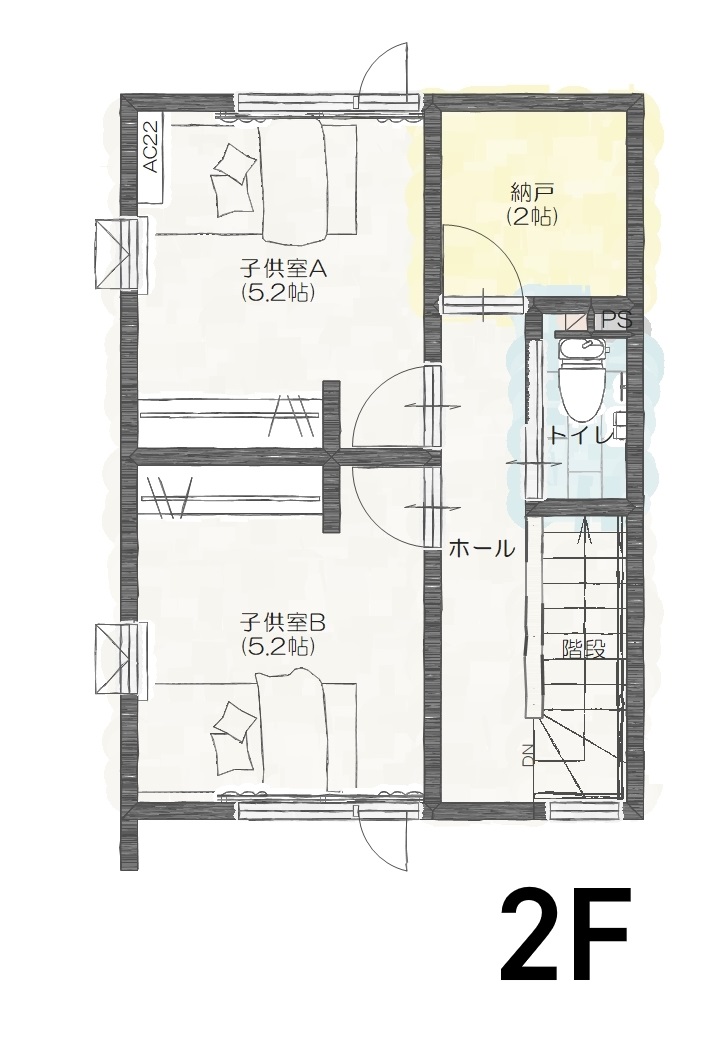 徳島市南庄町Ｃ　建売住宅　4,150万円 見取り図：２階