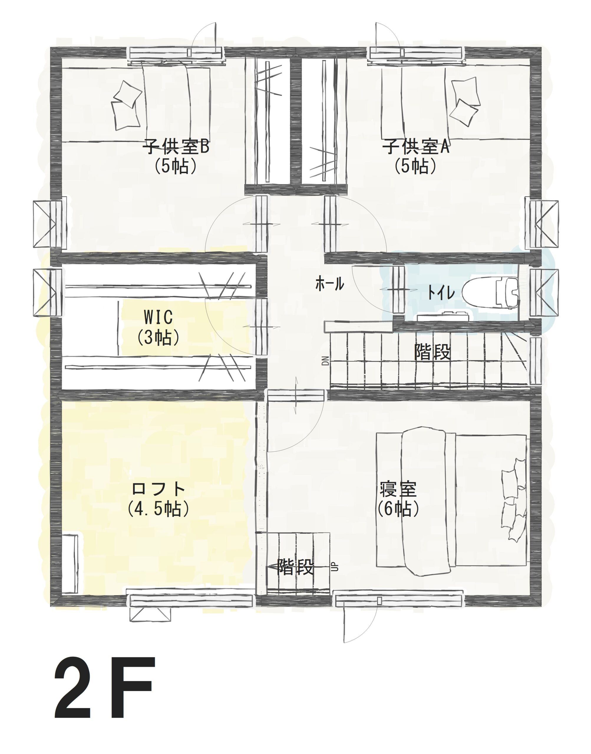 松山市南斎院町Ａ　建売住宅　3,840万円 見取り図：２階