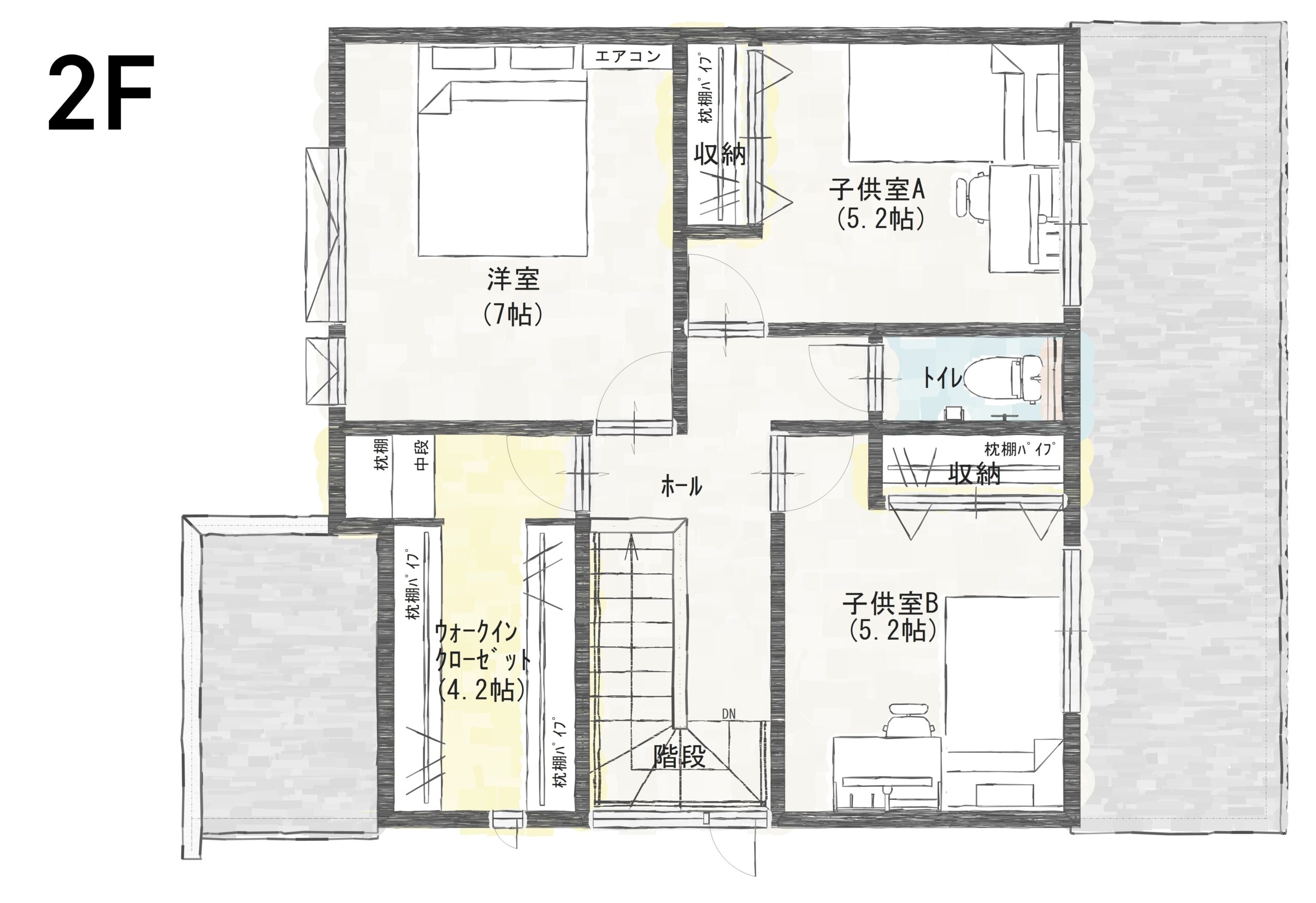 坂井市春江町江留中Ｃ　建売住宅　3,375万円 見取り図：２階