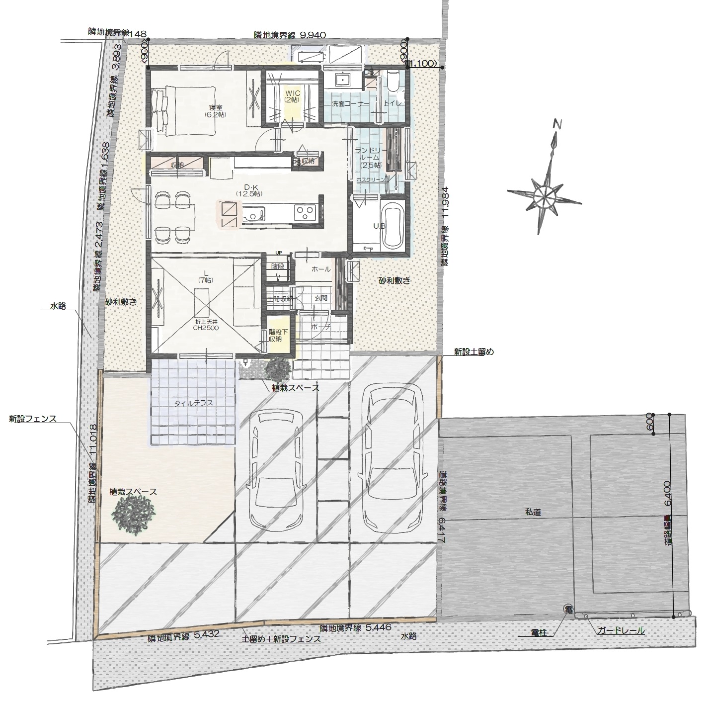 徳島市南庄町Ｃ　建売住宅　4,150万円 見取り図：建物配置図