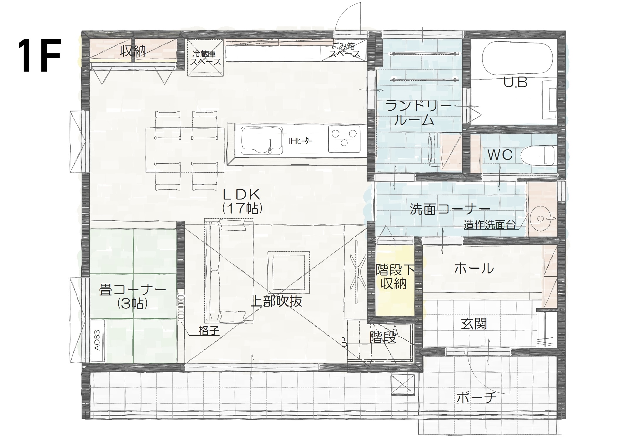 射水市二口Ａ　建売住宅　3,452万円 見取り図：１階