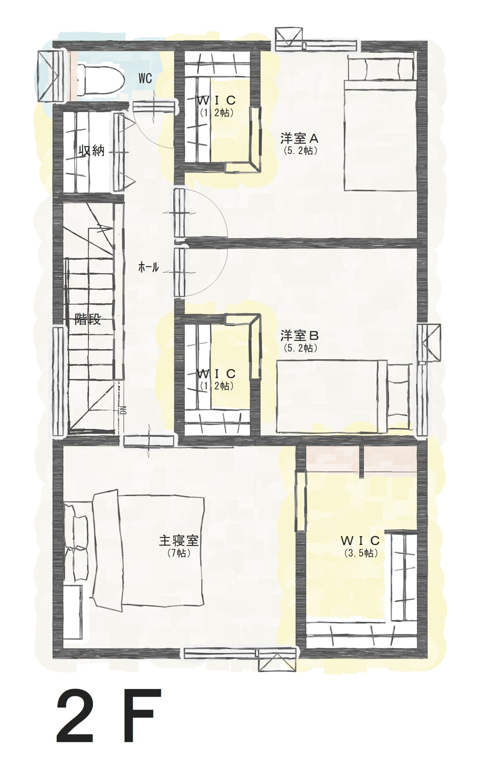 「江南区五月町Ａ」モデルハウス　3,650万円 見取り図：２階