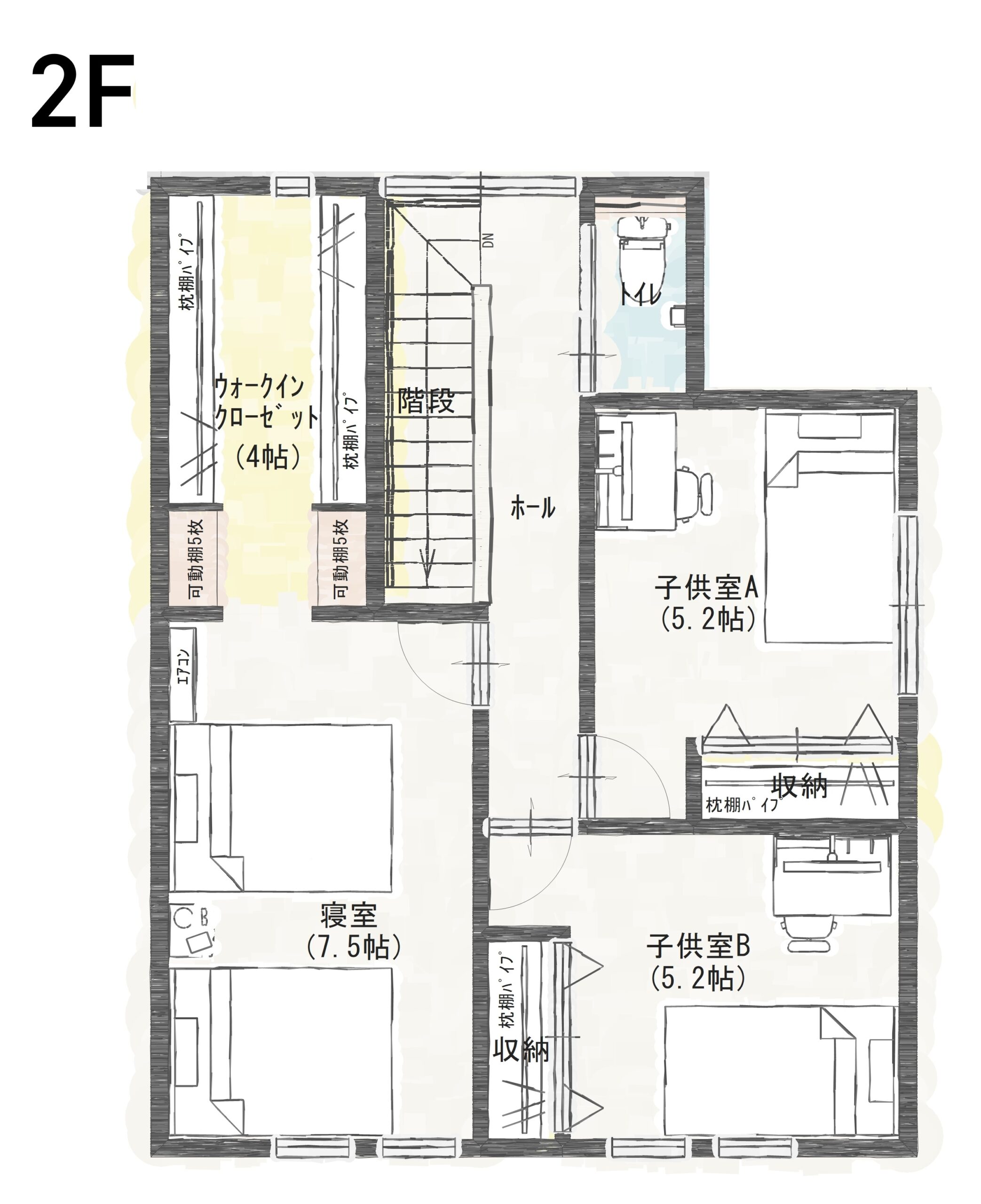 福井市開発Ａ　建売住宅　3,772万円 見取り図：２階