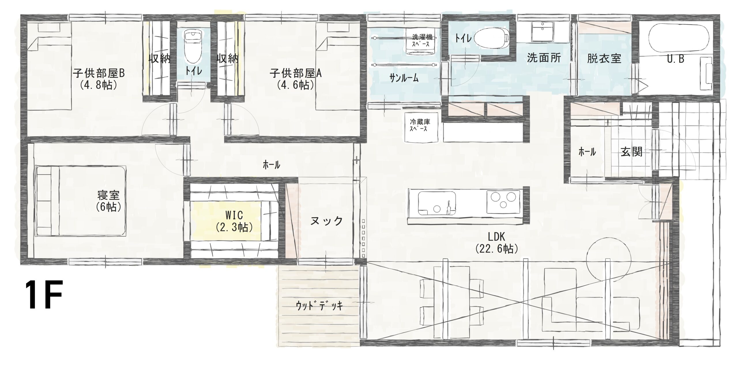 富山市下大久保Ｂ　建売住宅　3,178万円 見取り図：間取り図