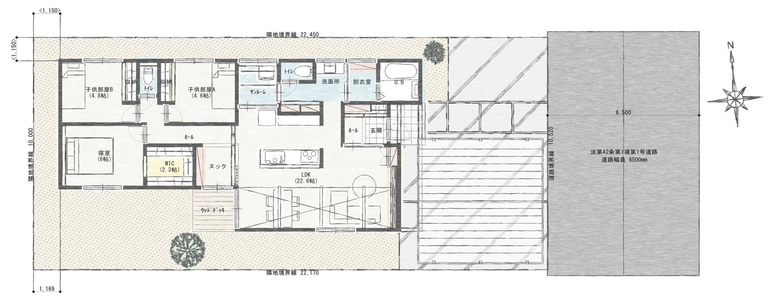 富山市下大久保Ｂ　建売住宅　3,178万円 見取り図：建物配置図