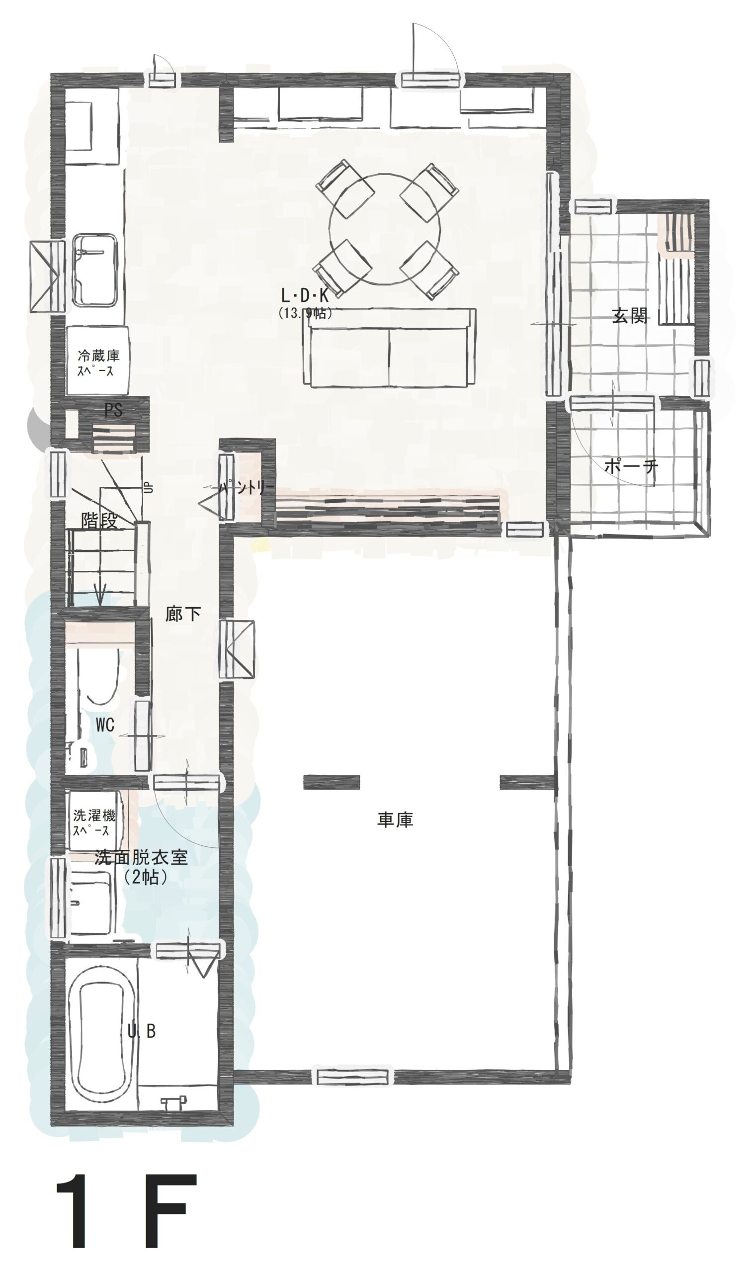 「江南区五月町Ａ」モデルハウス　3,650万円 見取り図：１階